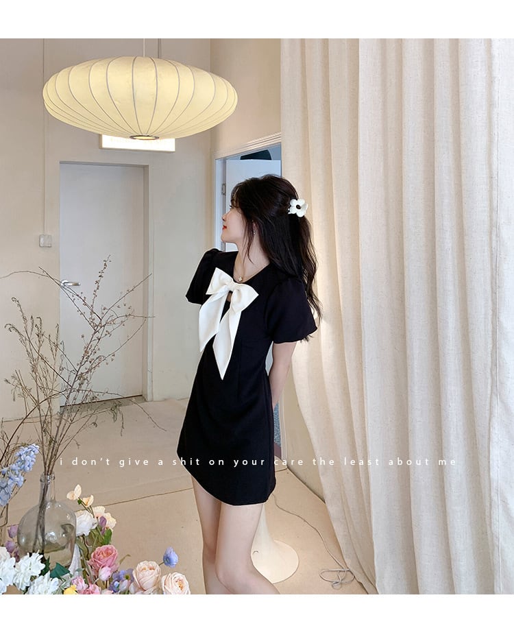 【dress】人気アイテム ! リボン付きデートワンピース　M17233
