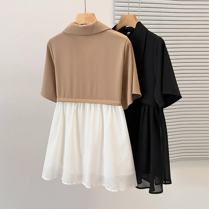 【dress】韓国系超人気切り替えシャツワンピースゆったり　M16780