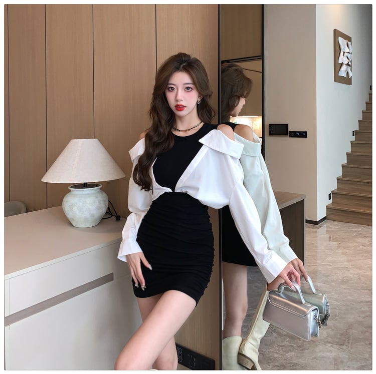 【dress】人気を独占中 ファッション切り替えワンピース　M17637