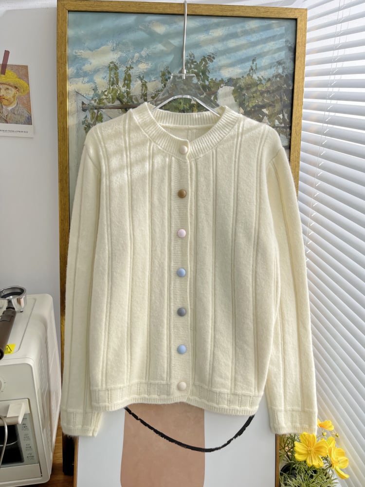 【outer】クルーネックニットカーデ　M25473