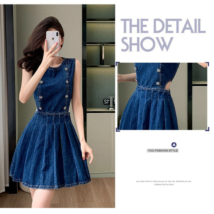 【dress】ノースリーブデニムワンピース　M24567