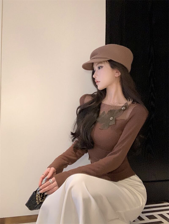 【tops】チュールコンビ立体フラワートップス　M28376