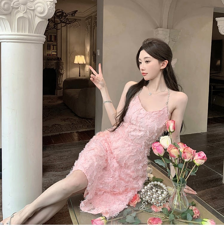 【dress】細身効果抜群♪スウィートキャミワンピース　M16927