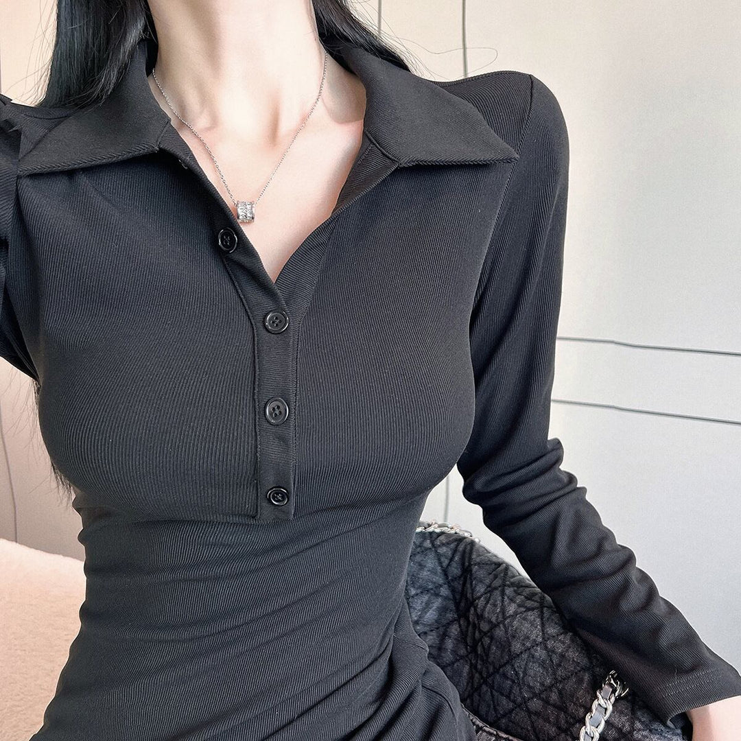 【dress】POLOネックスリットワンピース　M18171