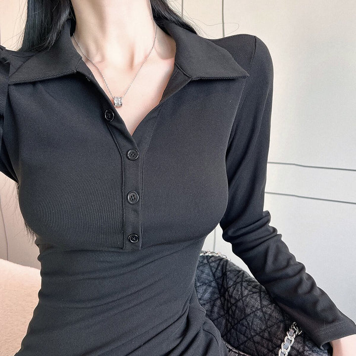【dress】POLOネックスリットワンピース　M18171