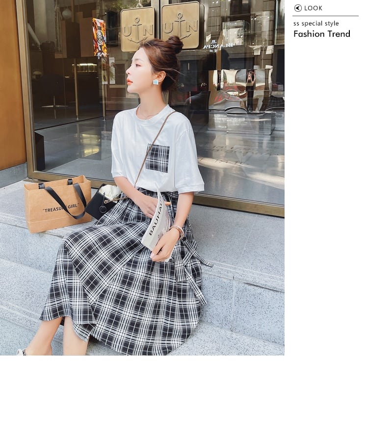 【dress】輝いて超人気 ! チェック柄切り替えワンピース　M16802