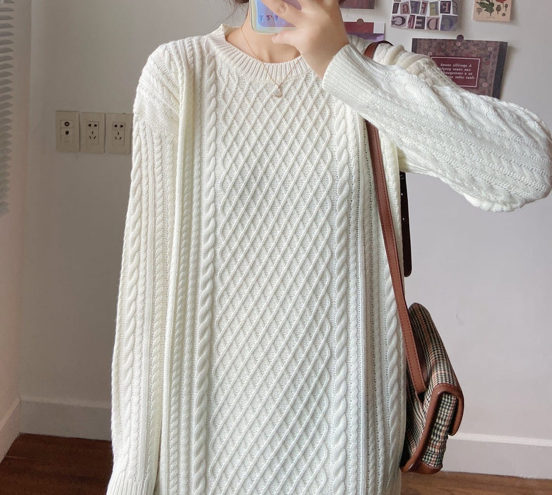【dress】クルーネックニットワンピース　M18204