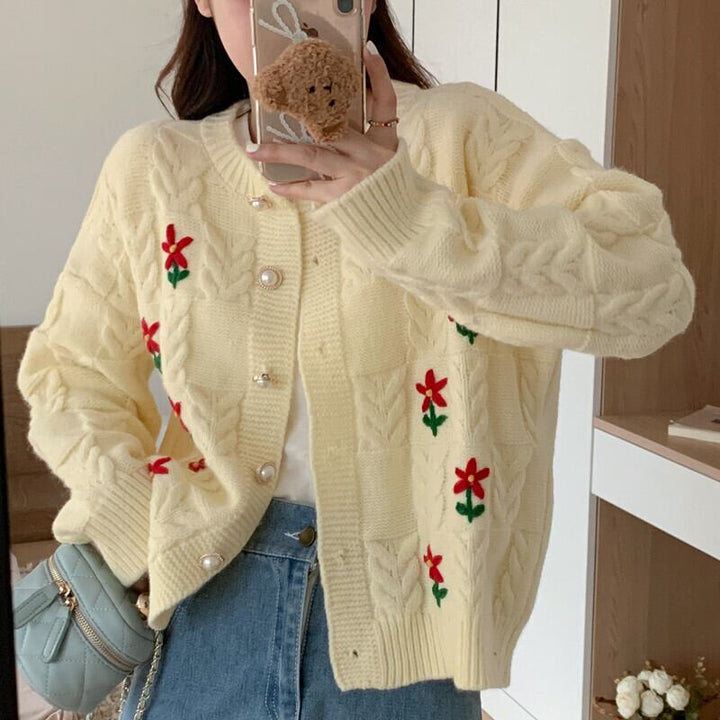 【outer】刺繍ニットカーデ　M27853