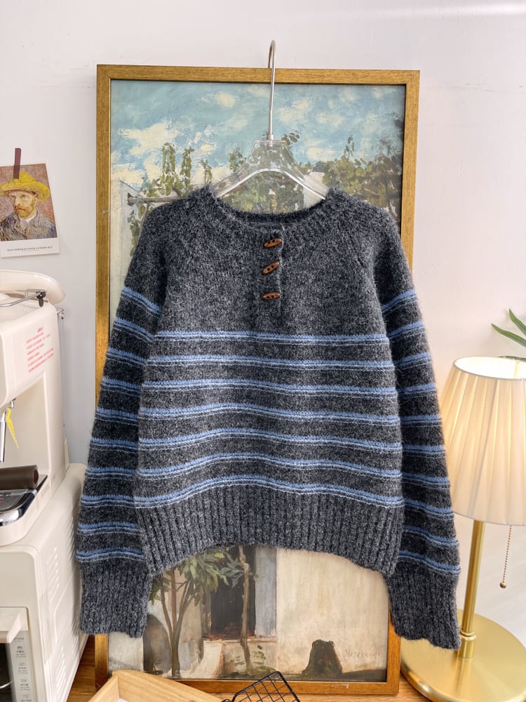 【tops】ボーダー柄ニットセーター　M28626
