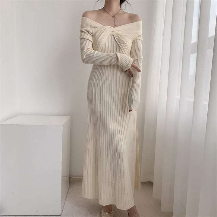 【dress】話題沸騰中 オシャレ無地ニットワンピース　M17589