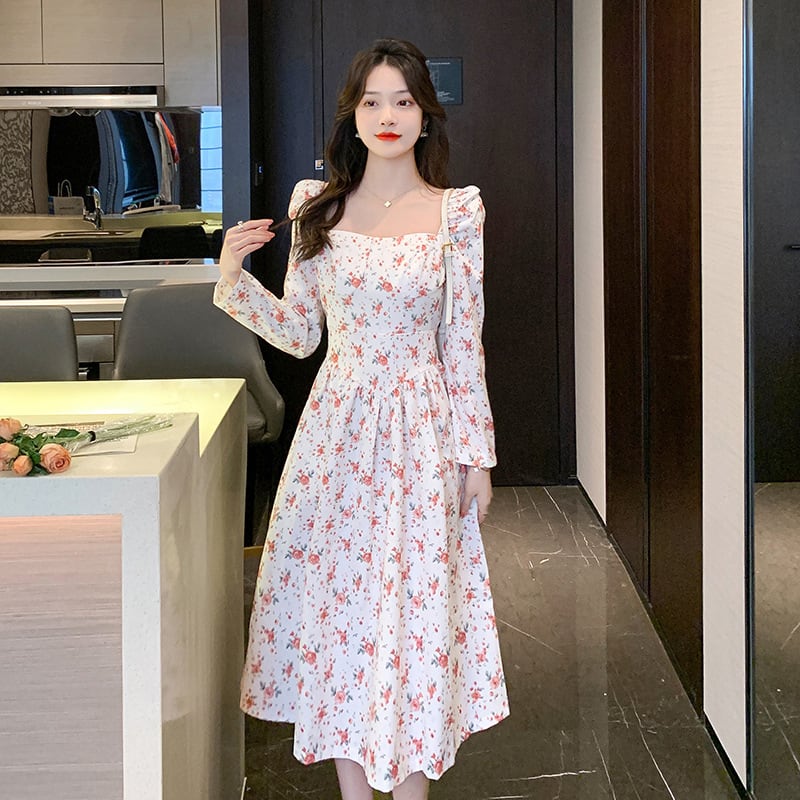 【dress】人気を独占中 スウィート花柄ワンピース着瘦せ　M17258