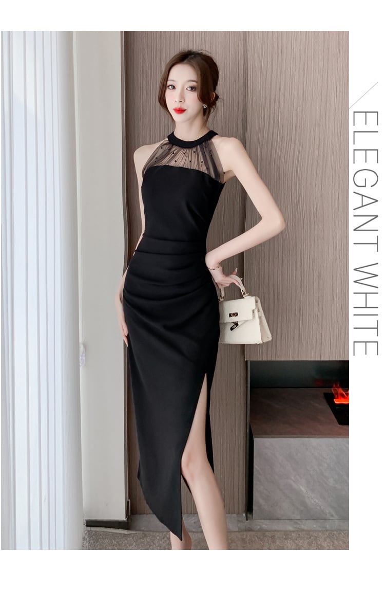 【dress】おしゃれ！ノースリーブスリットワンピース　M17226