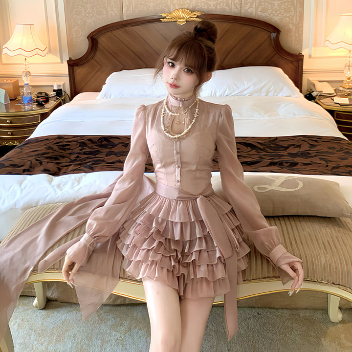 【dress】ビッグリボンティアードミニワンピース　N3326