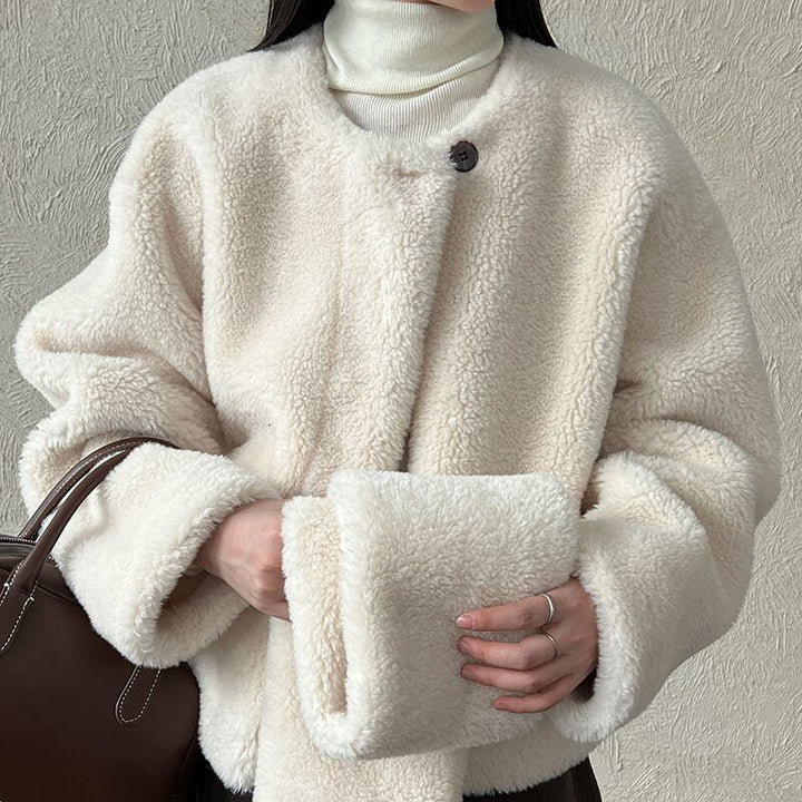【outer】スカーフ付きシープボアコート Q7225