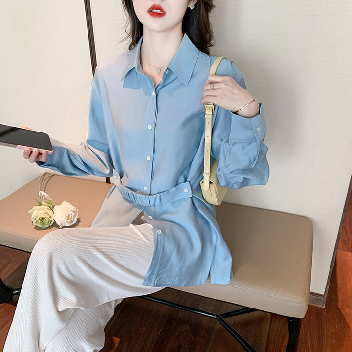 【tops】流行に流されない シャツトップス合わせやすい　M17351