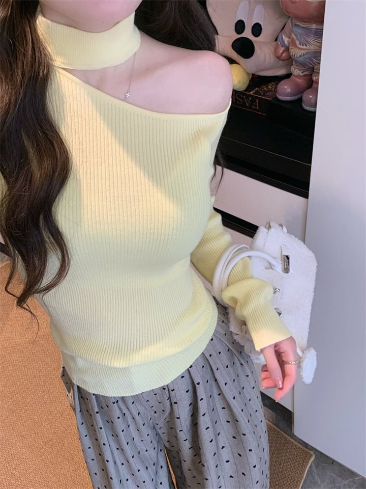 【tops】オフショルダーニットトップス　M28410