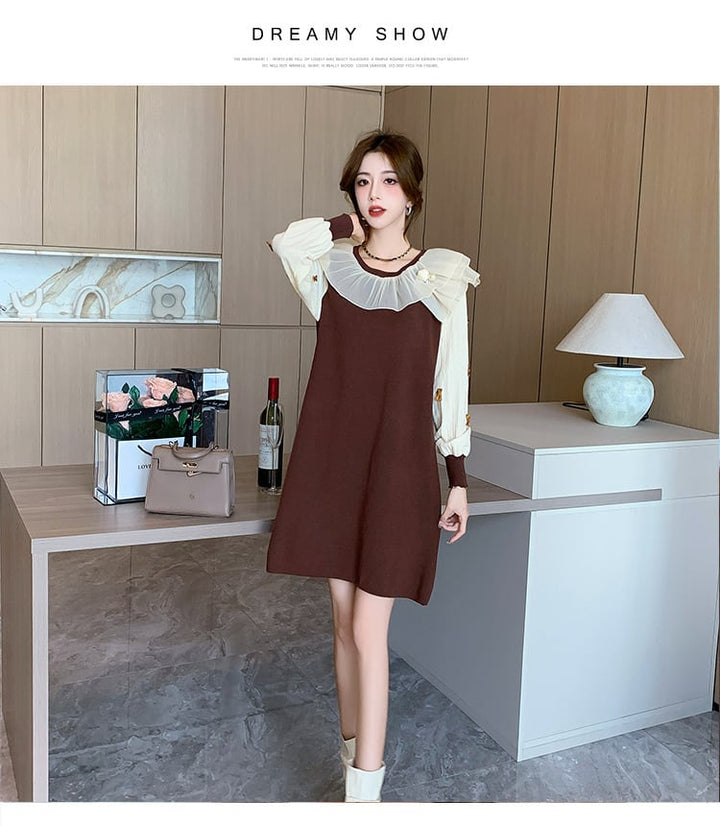 【dress】優しい雰囲気スウィートニットワンピース　M17501