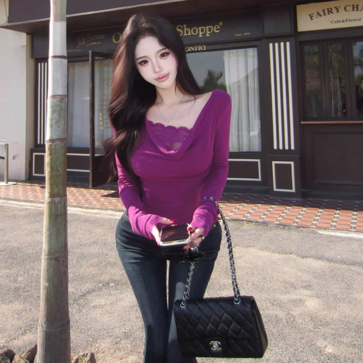 【tops】レースドッキングトップス Q7930