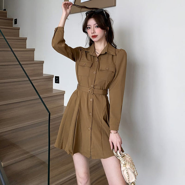 【dress】着回し最強肌触りいい シャツワンピース着瘦せ　M17241
