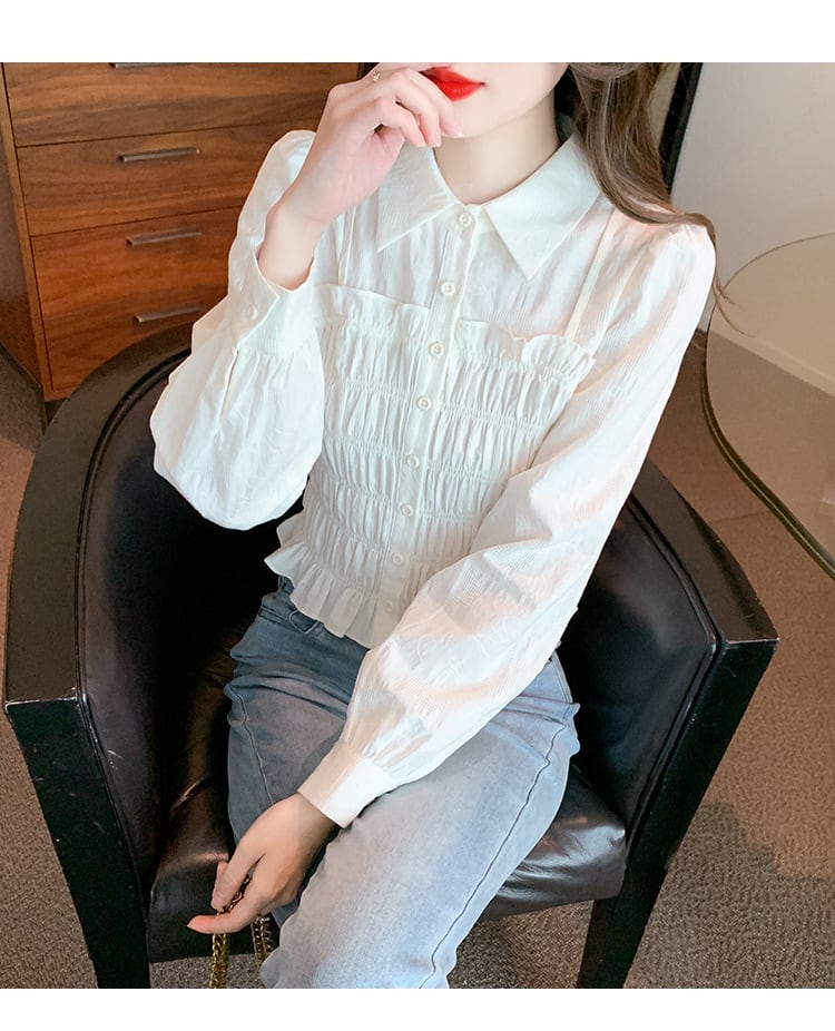 【tops】早い者勝ちスウィートパフスリーブシャツ　M17346