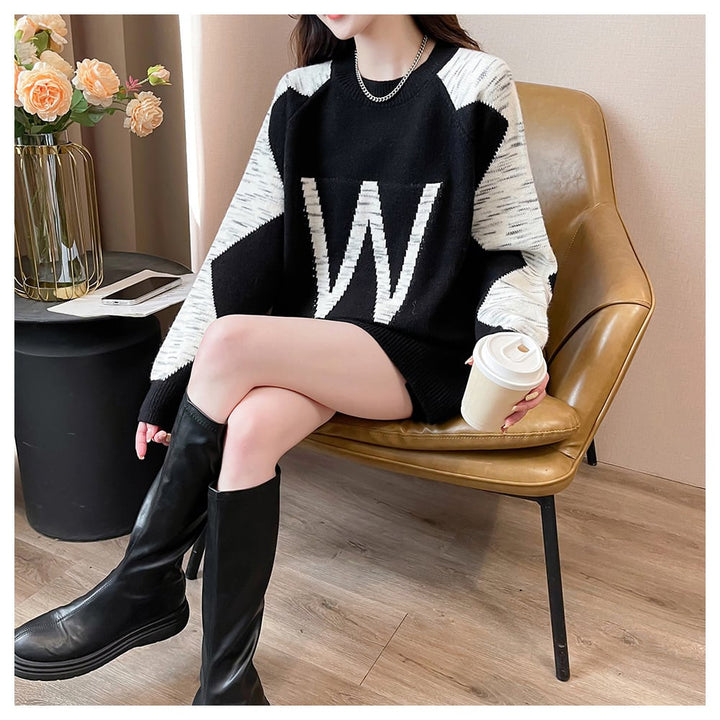 【tops】ジャカードニットセーター　M26572