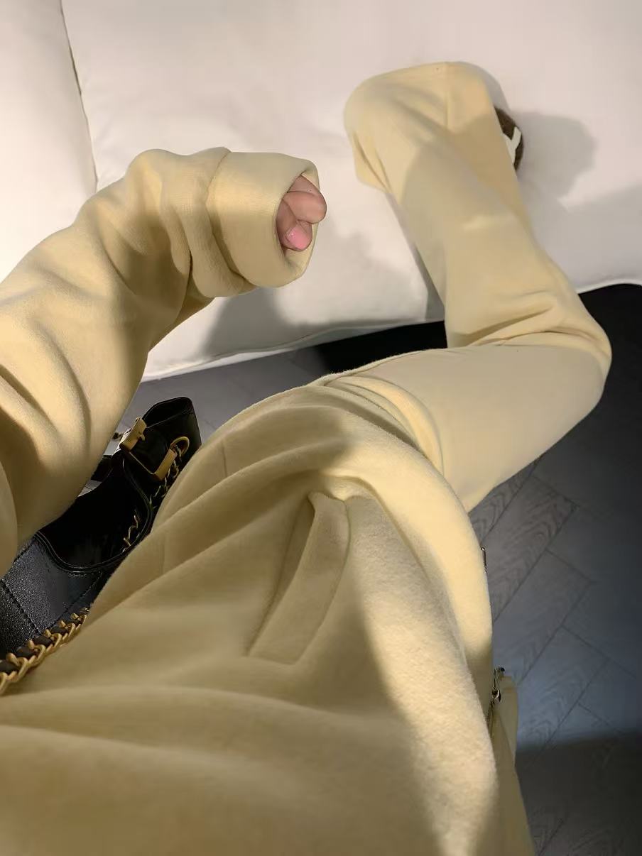【set】ファーネックパーカー×ワイドパンツセット  K0670