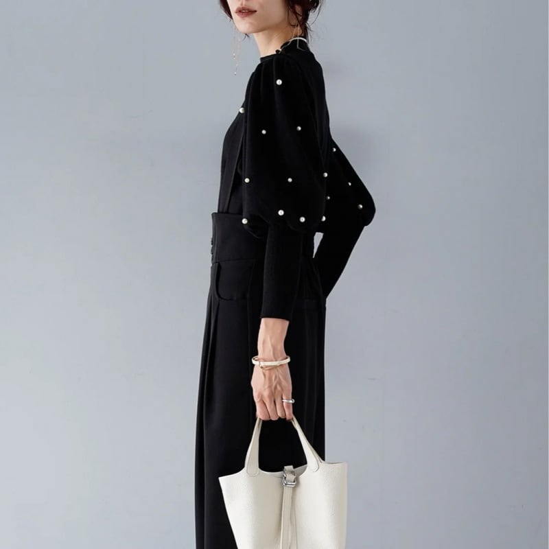 【tops】パールニットトップス　M27083