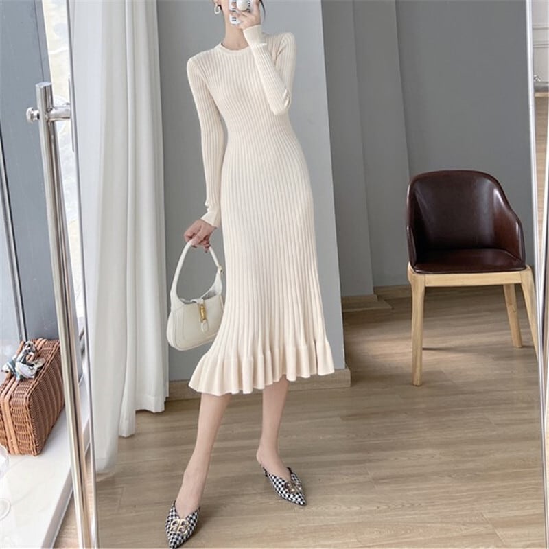 【dress】フリルニットワンピース　M18383