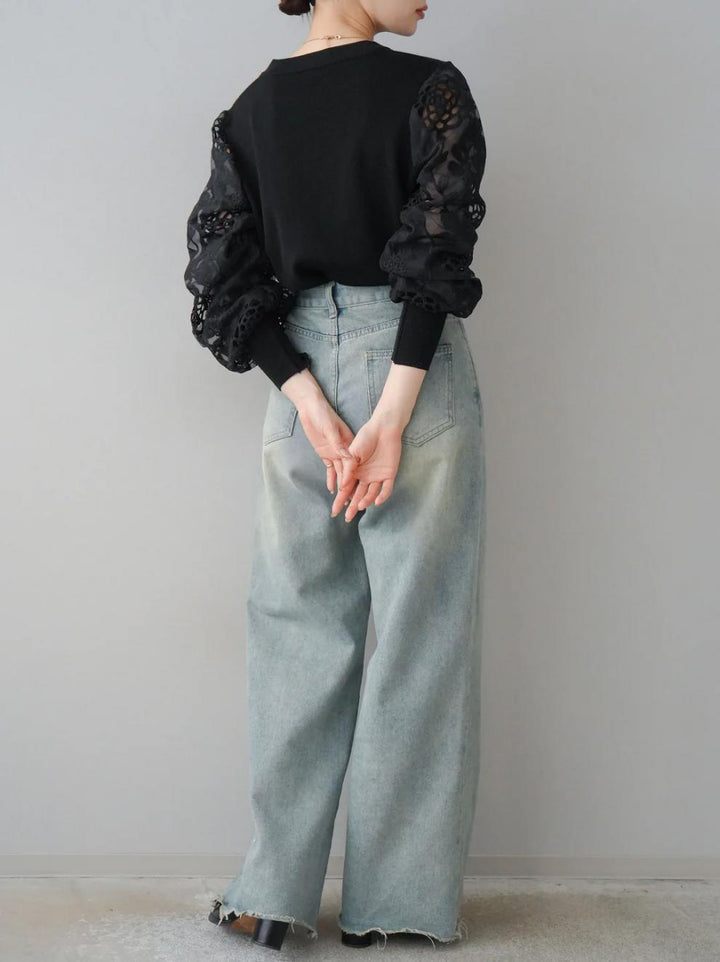 【tops】レース切り替えトップス　M29484