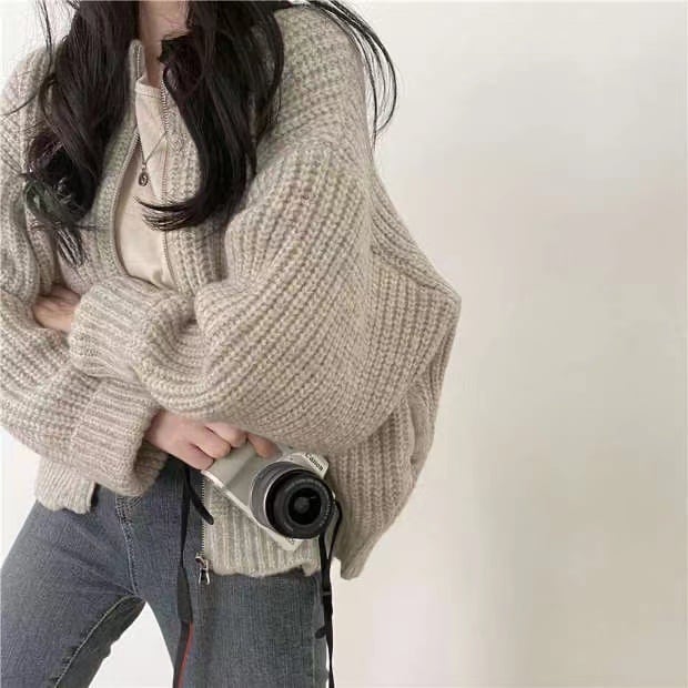 【outer】クルーネックニットカーデ　M18391
