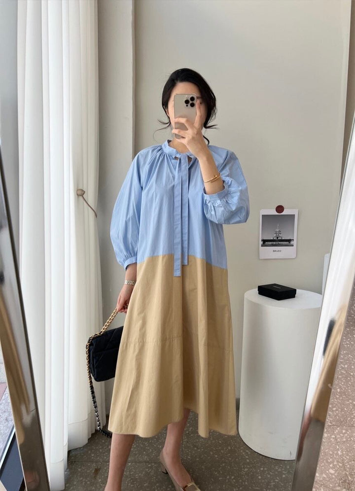 【dress】配色カジュアルワンピース　M18692