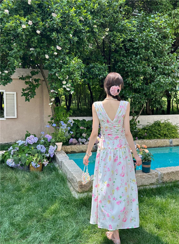 【dress】Vネックプリントワンピース　M24584
