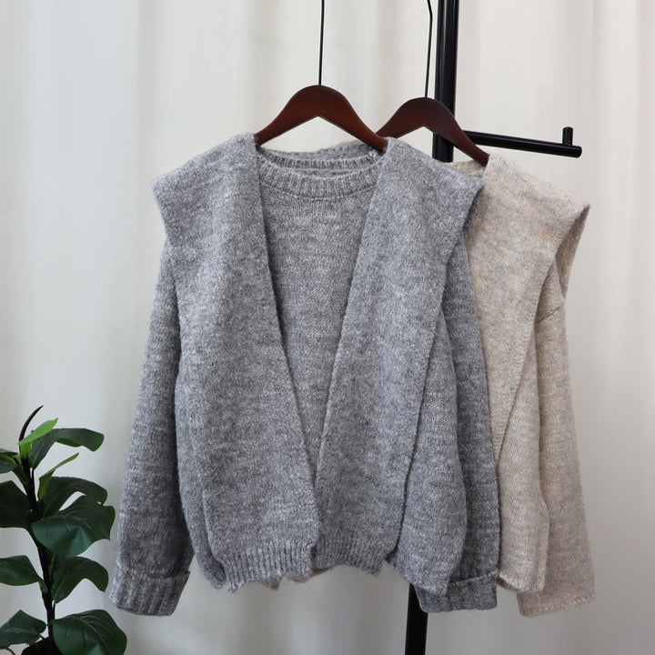 【tops】クルーネックニットセーターマフラー付き　M18174