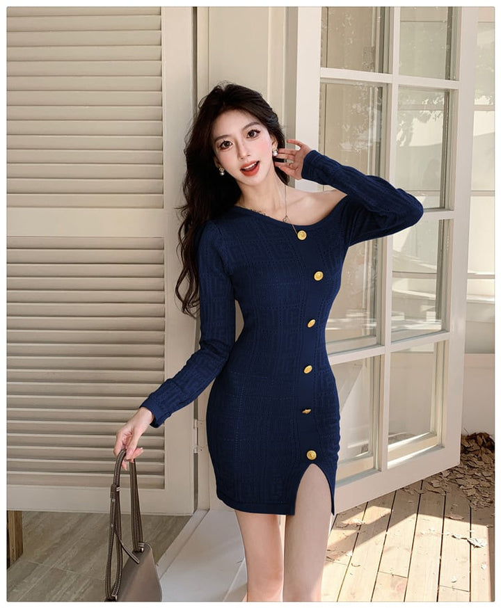 【dress】オフショルダーニットワンピース　M28805