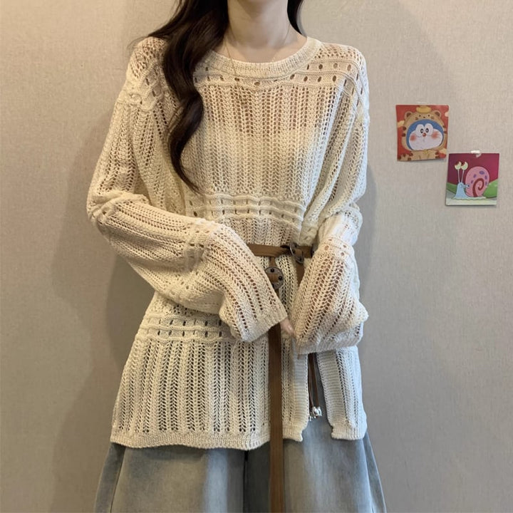 【tops】透かしニットトップス Q8304