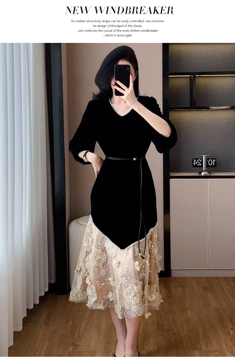【dress】レース切り替ワンピース　M26931