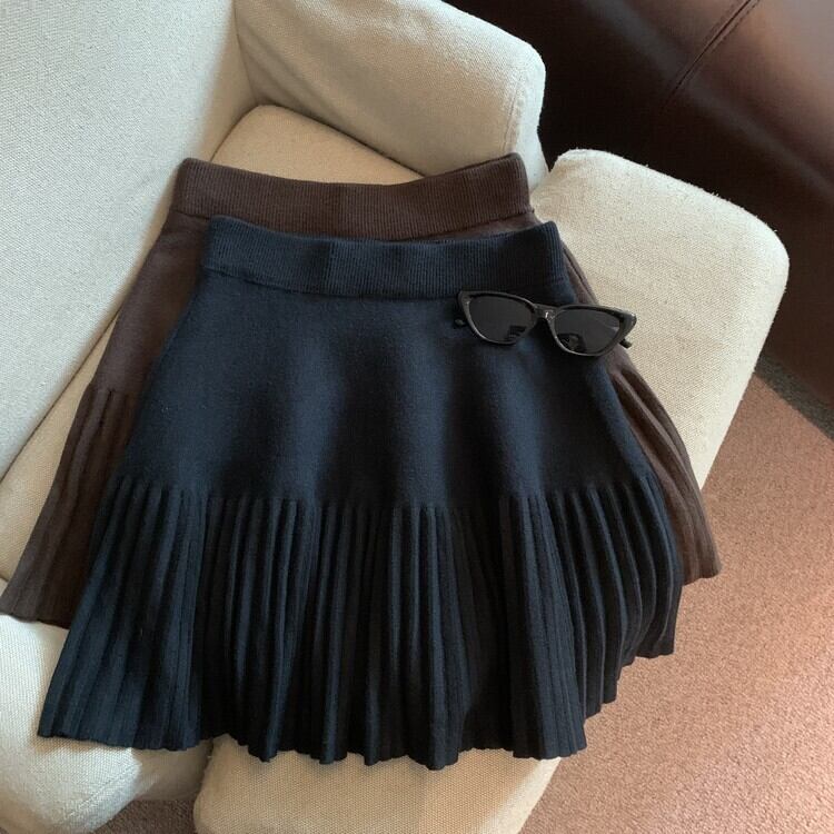 【bottoms】プリーツニットスカート　M26614