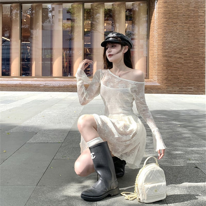 【dress】レース切り替えワンピース　M29873