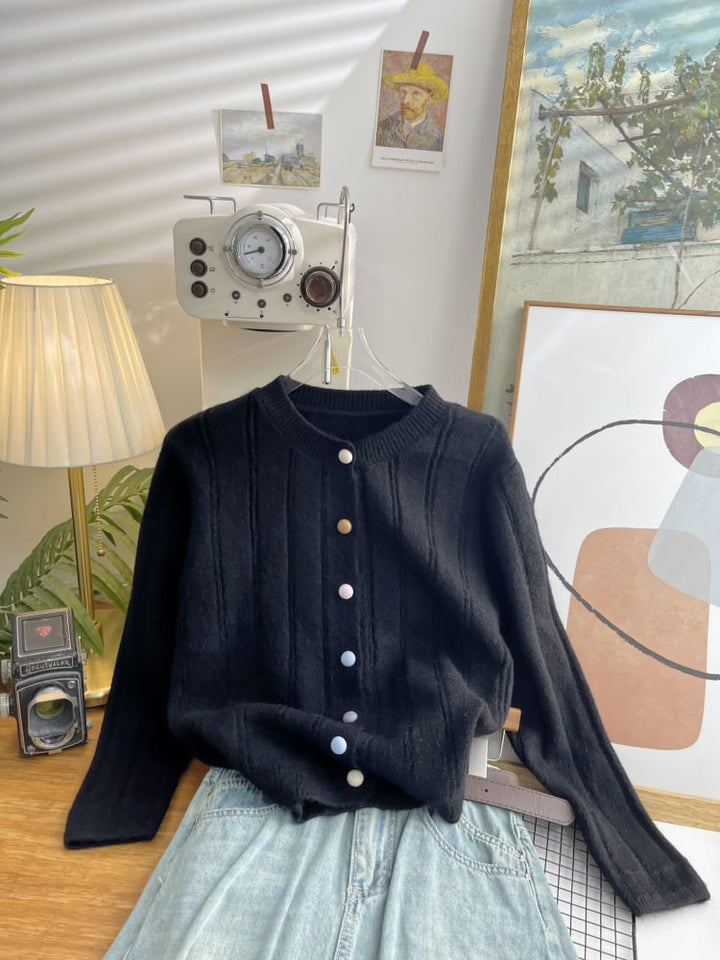 【outer】クルーネックニットカーデ　M25473