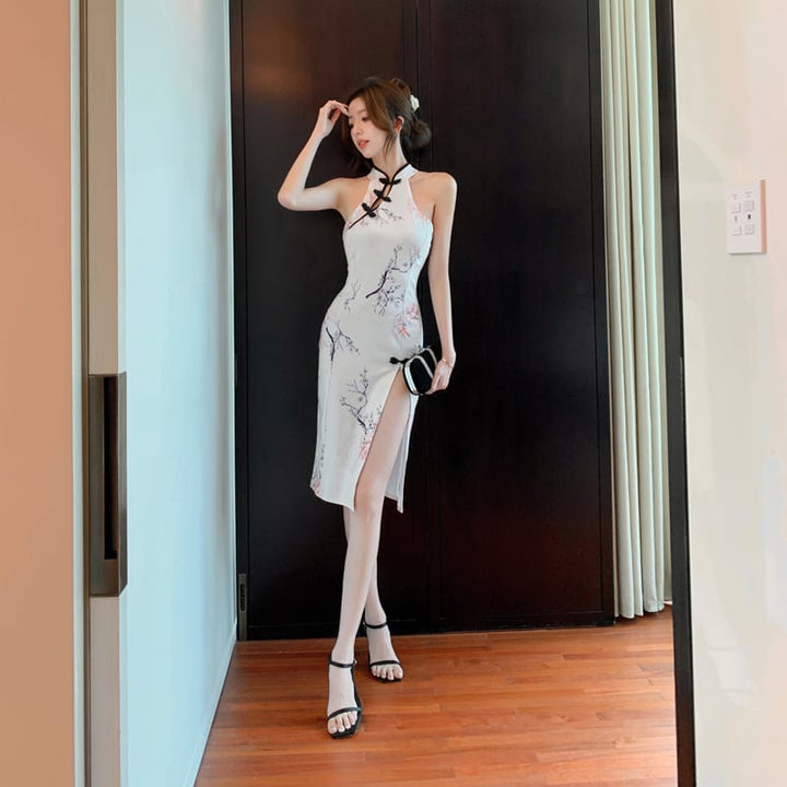 【dress】大人らしい ノースリーブスリットワンピース　M17167