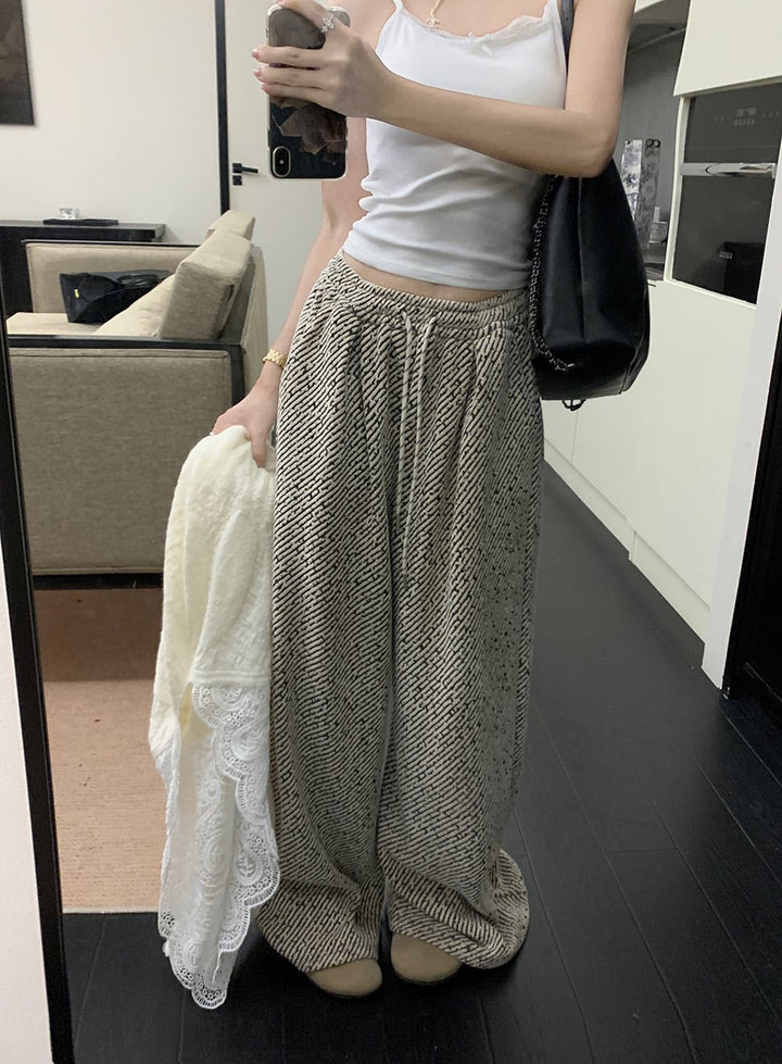 【set】レースニットトップス×ワイドパンツセット　M27066