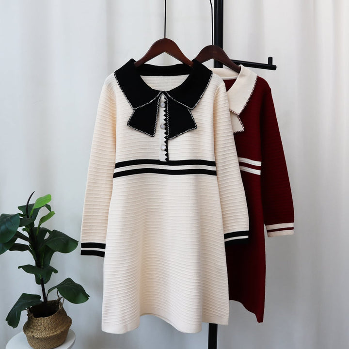 【dress】リボン付きニットワンピース　M18340