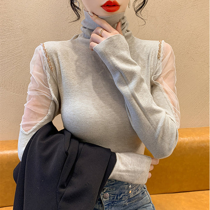 【tops】シースルーショルダーニットトップス　N2917