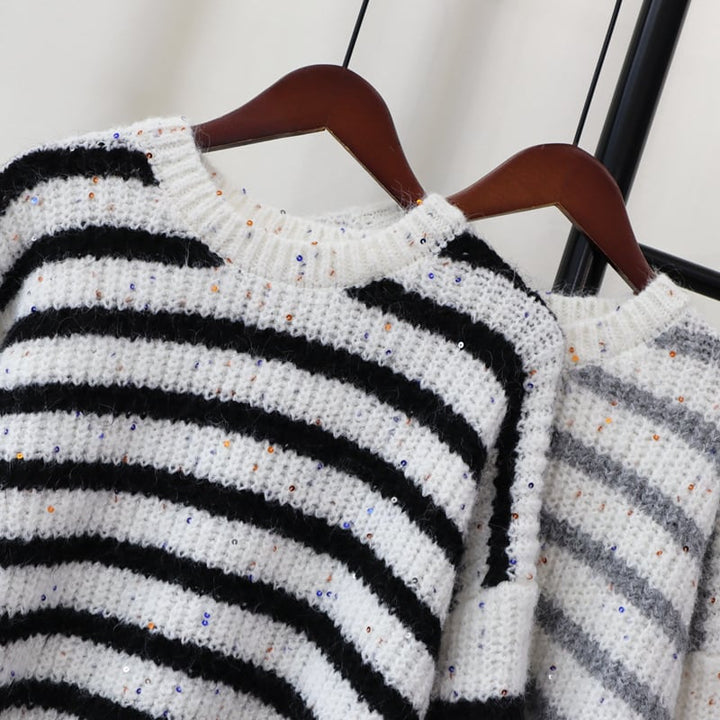 【tops】ボーダー柄ニットセーター　M27014