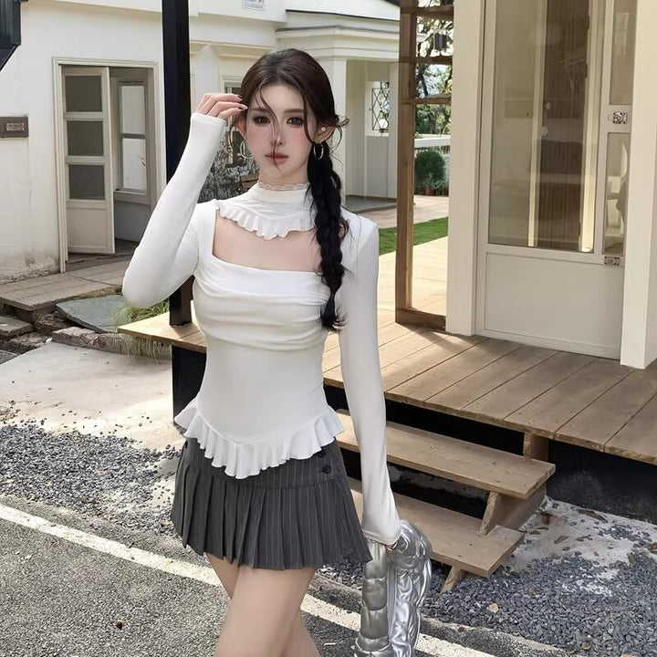 【tops】3色展開フロントカットトップス Q8025