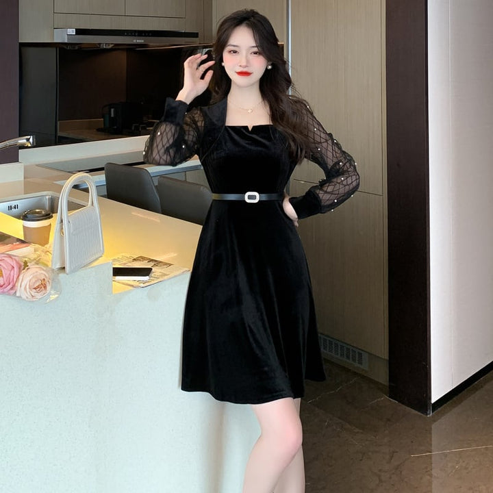 【dress】女子力アップエレガント切り替えデートワンピース　M17605