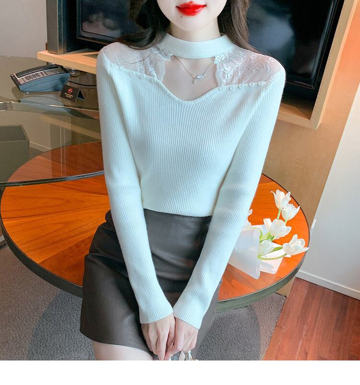 【tops】レースドッキングニットトップス　M27628