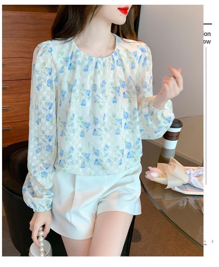 【tops】韓国系スウィートカットワークシャツトップス　M17388