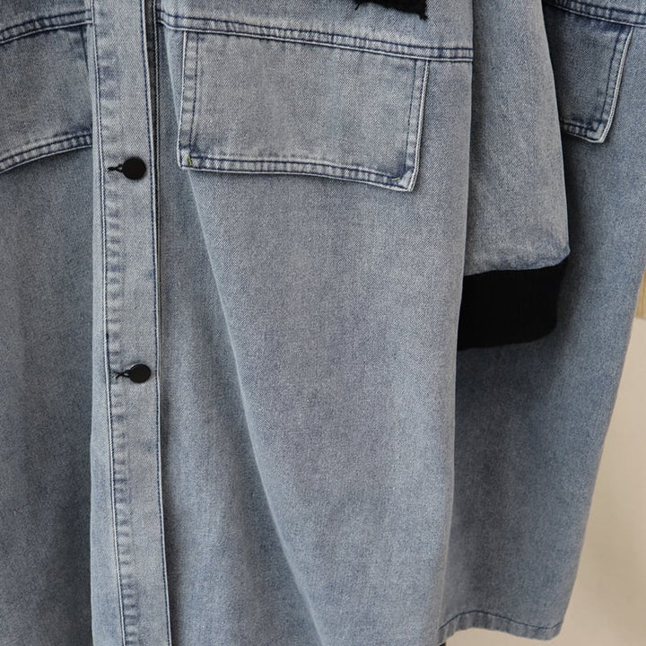 【outer】デニム切り替えニットカーデ　M27513