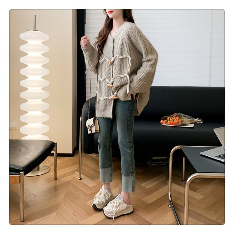 【outer】クルーネックニットカーデ　M18387
